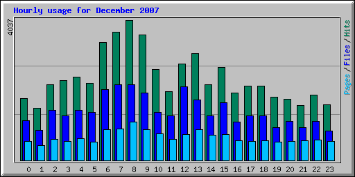 Hourly usage for December 2007