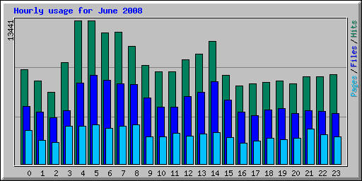 Hourly usage for June 2008