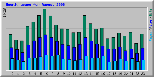 Hourly usage for August 2008